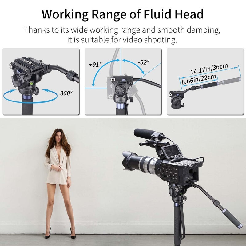 Innorel Video Camera Tripod Fluid Head-INNOREL F60,Professional Drag Pan Panoramic Fluid Head with 1/4" and 3/8" Screws Sliding Plate for DSLR Cameras,Camcorders, Telescopeï¼ŒMonopod,Max Load 22lbs (F60) - Image 3